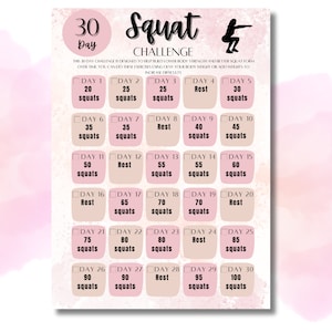 30 Day Squat Challenge, Printable Squats Challenge, Fitness Planner, Fitness Goal Planner, Instant Download