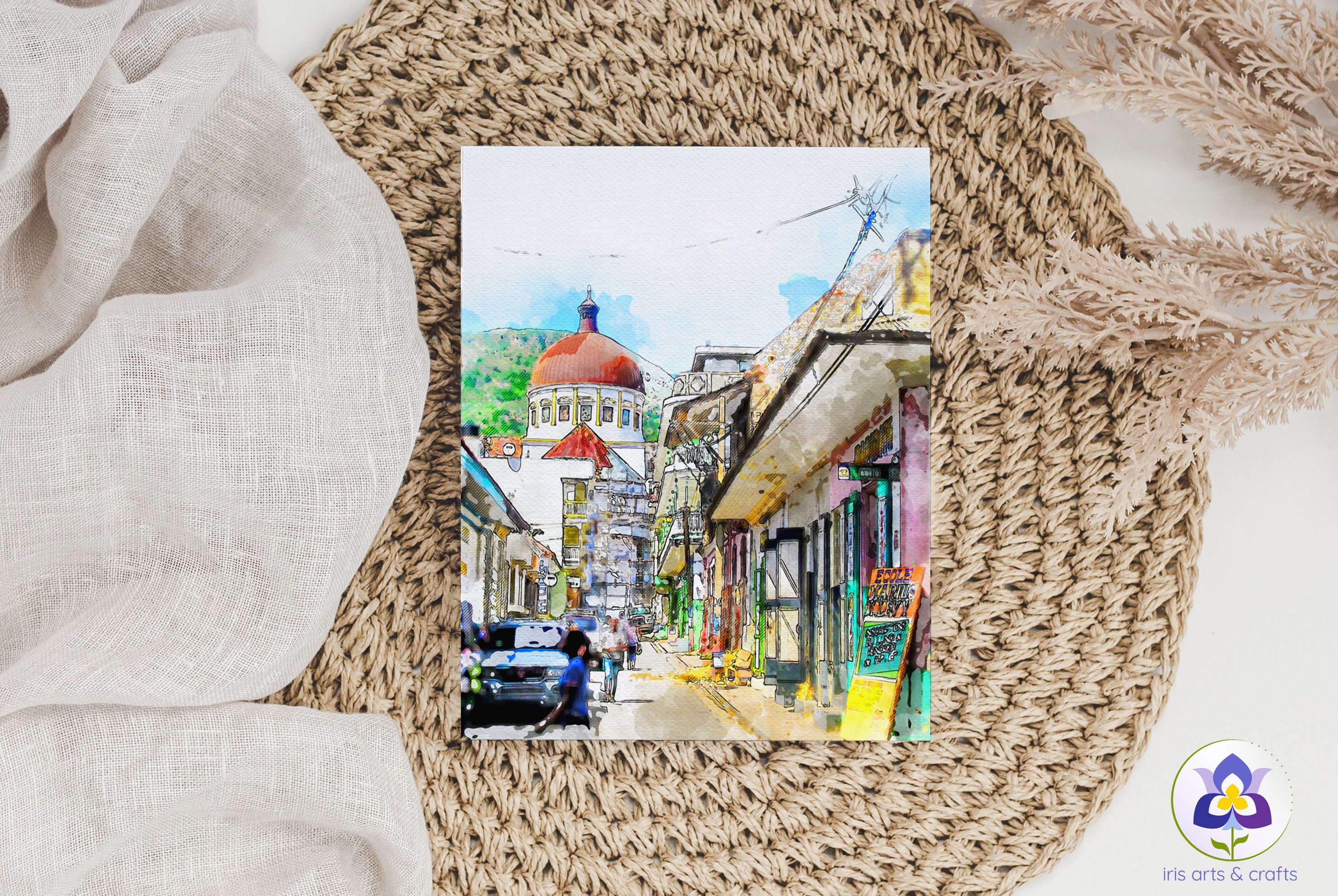 cap-haitien-watercolor-art-print-caribbean-travel-home-decor-digital
