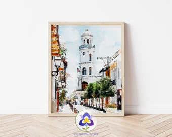 Akwarela z Santo Domingo, karaibska sztuka podróżnicza (pobranie cyfrowe)