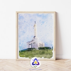 Imprimible Santiago de los Caballeros, República Dominicana, Monumento a los Héroes de la Restauración, Acuarela Home decor Travel Wall Art