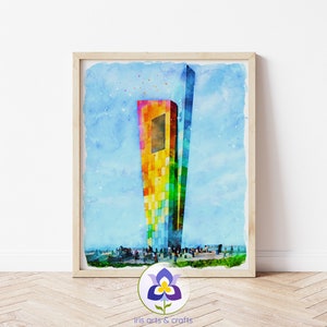 Printable Barranquilla Colombia, Window to The World Monument, Instant Download Watercolor, Home decor Wall Art, Travel Art Digital Print