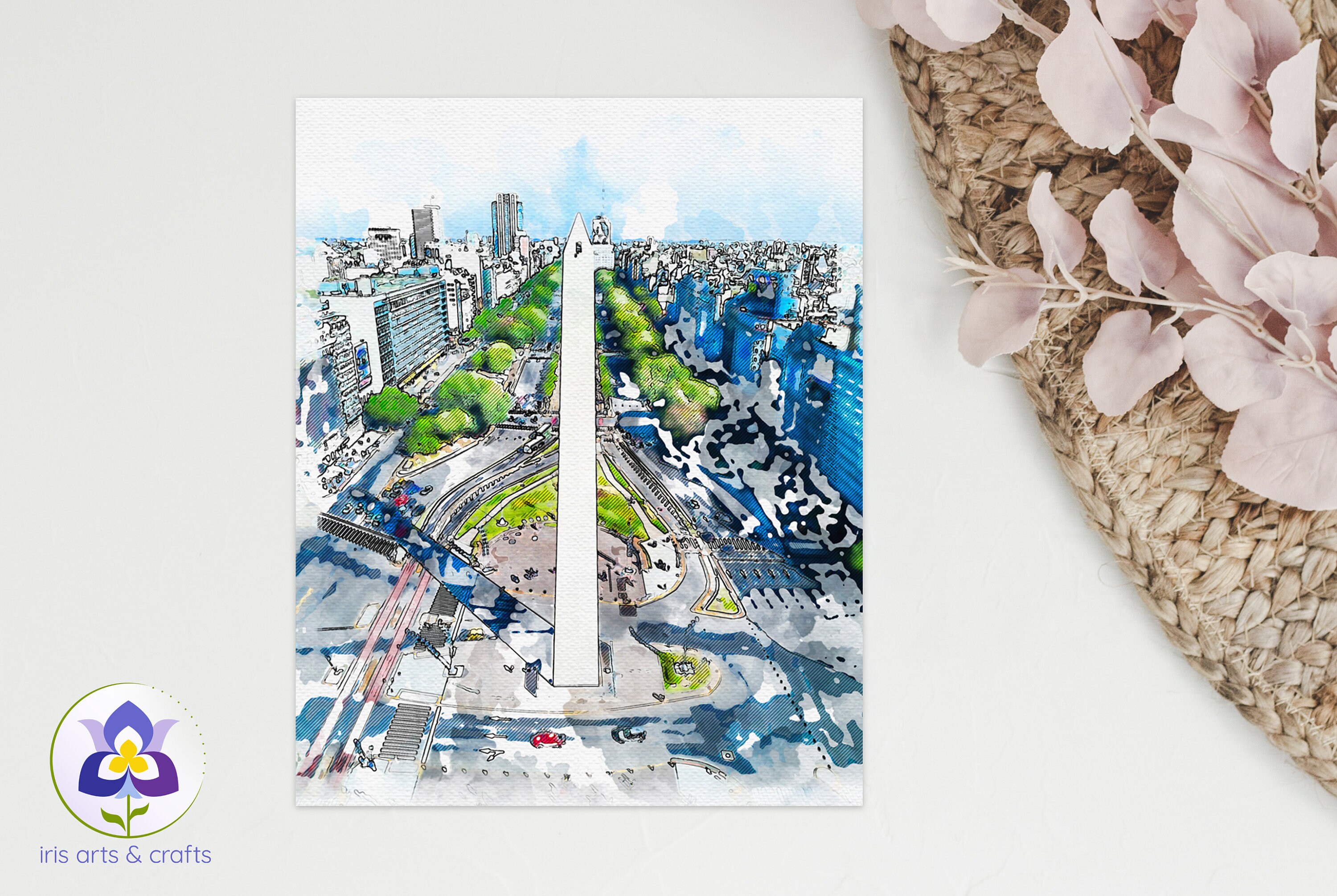 Printable Buenos Aires Argentina Obelisk, Watercolor Instant Download ...