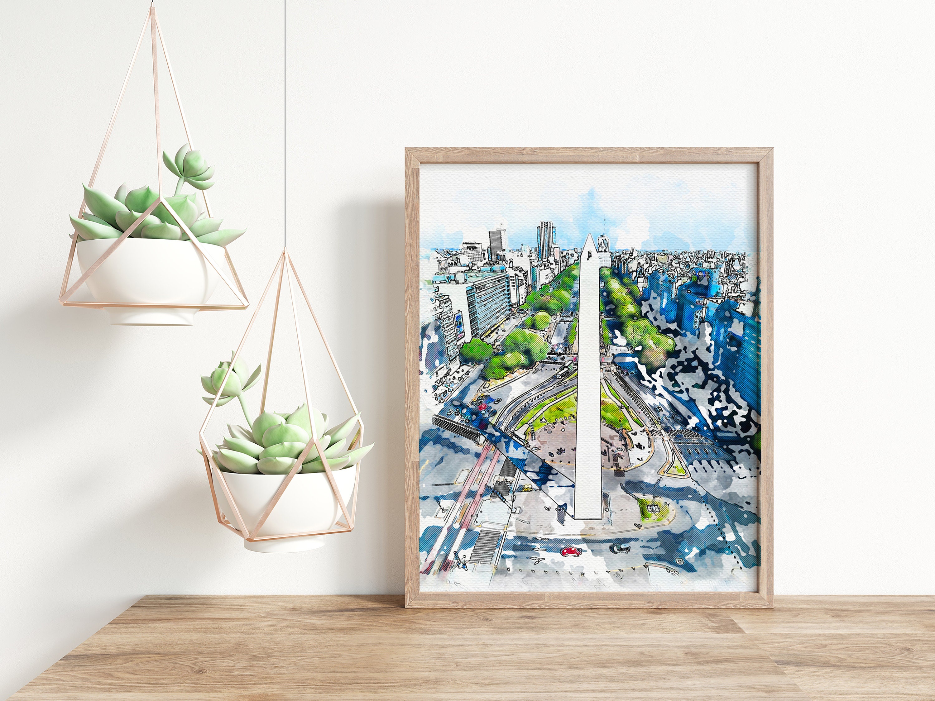 Printable Buenos Aires Argentina Obelisk, Watercolor Instant Download ...