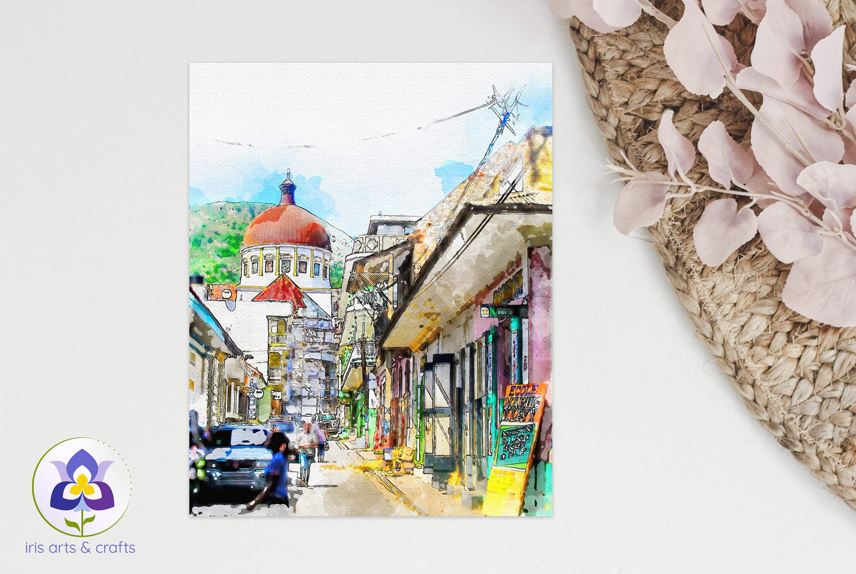 cap-haitien-watercolor-art-print-caribbean-travel-home-decor-digital