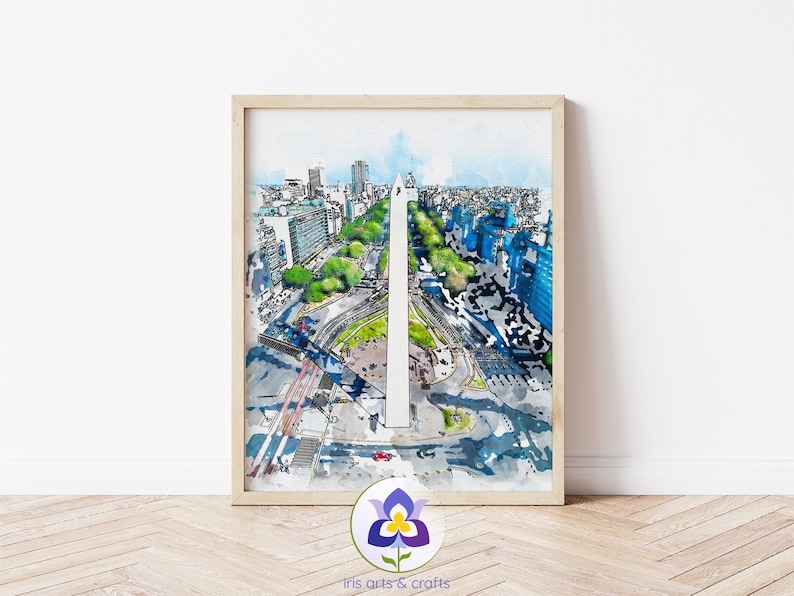 Printable Buenos Aires Argentina Obelisk, Watercolor Instant Download ...