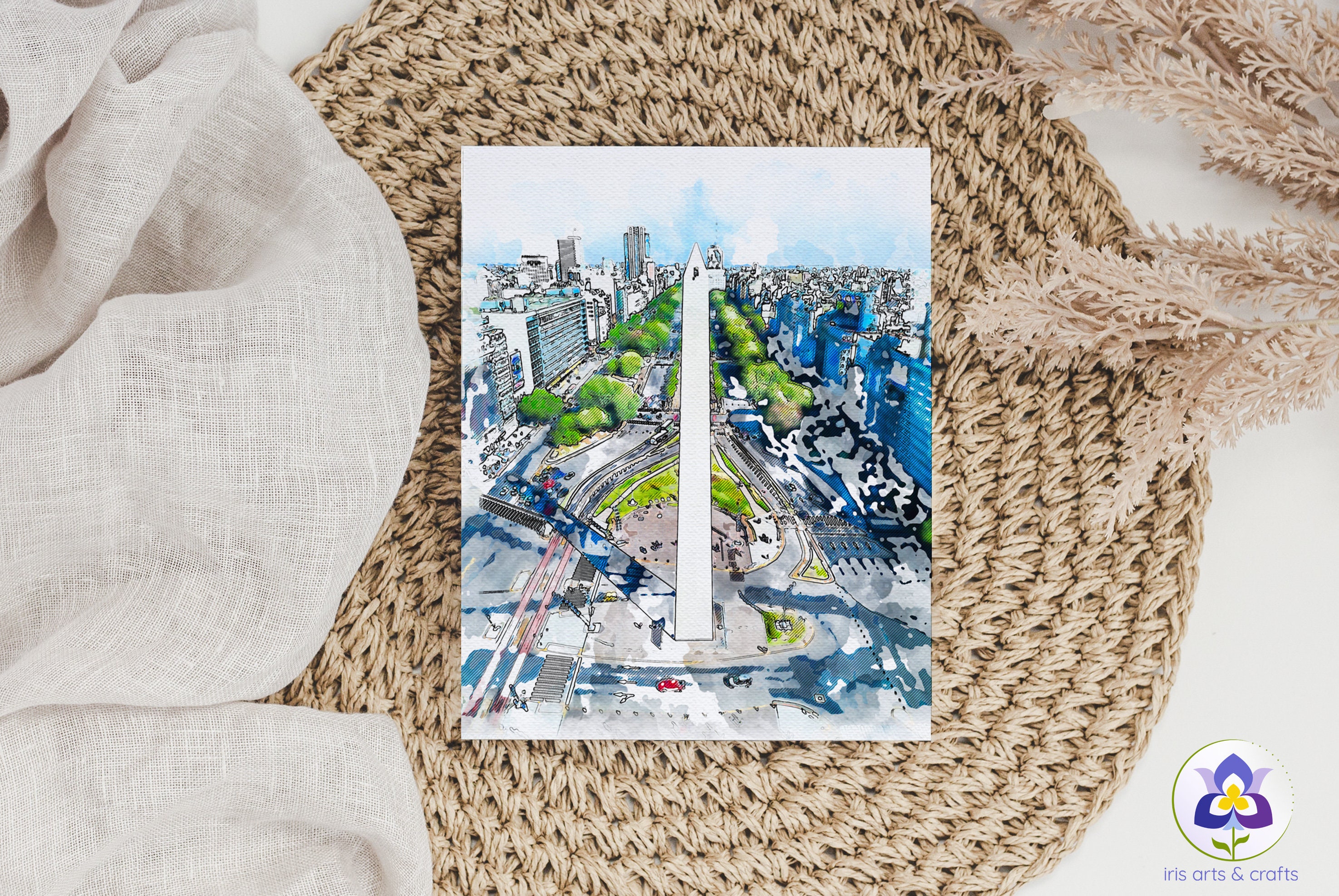 Printable Buenos Aires Argentina Obelisk, Watercolor Instant Download ...