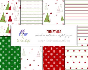 Christmas Seamless Patterns, Holiday Digital Paper Set (Instant Download)