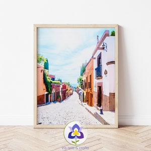 Printable San Miguel de Allende Mexico, Mexican Houses Painting, Watercolor Wall Art, Home Decor, Instant Download, Colorful Travel Art