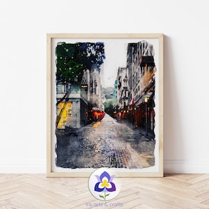 Printable Cape Town Street, South Africa Instant Download Watercolor Sketch, Home decor, Wall Art, Travel Art, Digital Print, Urban Poster