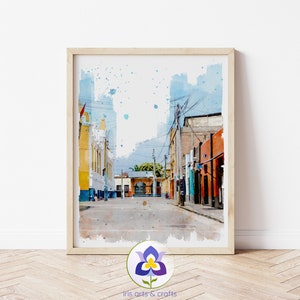 Barranco District Lima Peru Pintura, aquarela para impressão, download instantâneo, arte de parede para impressão, lembrança de viagem da América do Sul, decoração de casa