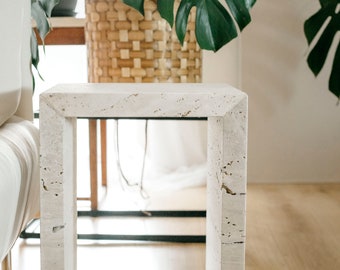 travertine side table