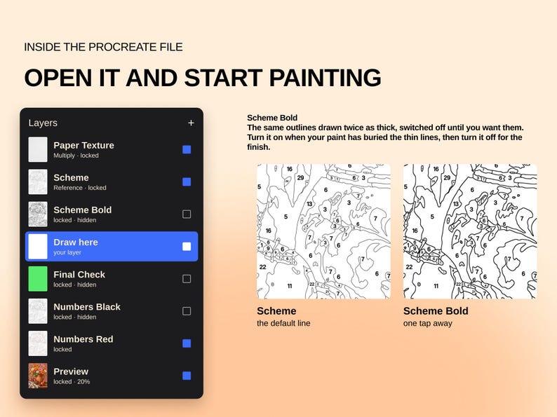 20 Flower Still Life Color by Number, Detailed Procreate Painting Pages (Digital Download) image 8