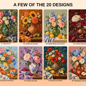 20 Flower Still Life Color by Number, Detailed Procreate Painting Pages (Digital Download) image 2