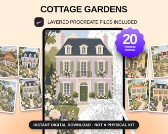 20 páginas para colorear por números con temática de jardín rústico, páginas detalladas para pintar en Procreate (descarga digital)
