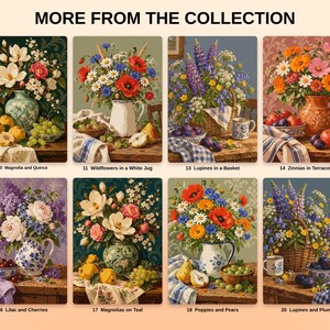 20 Flower Still Life Color by Number, Detailed Procreate Painting Pages (Digital Download) image 3