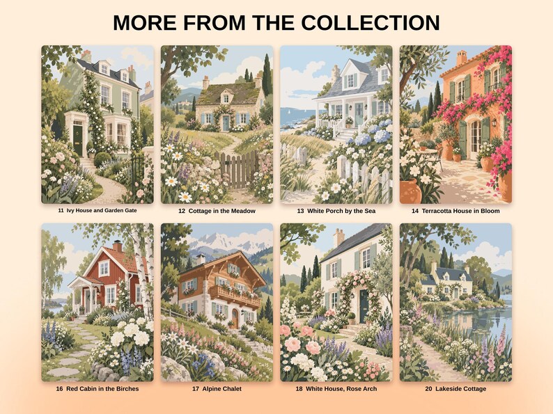 20 Malen-nach-Zahlen-Vorlagen zum Thema Cottage-Garten, detaillierte Procreate-Malvorlagen (Digitaler Download) Bild 3