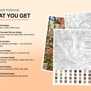 May include: A digital art kit featuring 16 high-detail designs with 60 colors each, including Procreate files, four gouache brushes, two color palettes per design, six file versions, color reference sheets, and an 18-page illustrated guide.