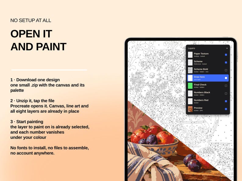 20 Flower Still Life Color by Number, Detailed Procreate Painting Pages (Digital Download) image 5