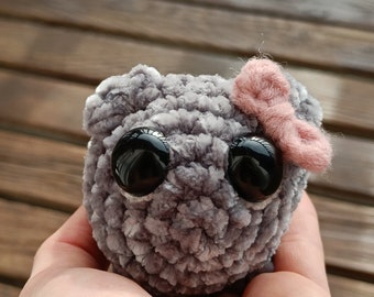 Hand crocheted hamster- Sad hamster meme- Crochet friend- Handmade present - Tiktok Meme- Mini hamster- Hamster with bow