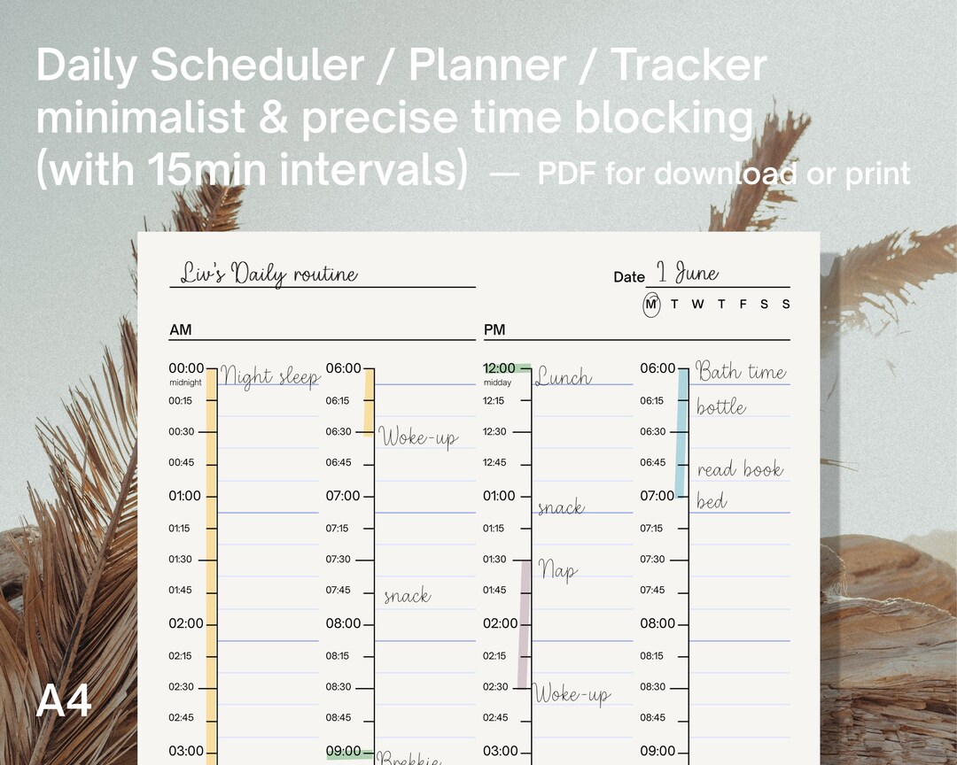 Daily Tracker PDF Minimalist Style With Precise 15 Minute Etsy