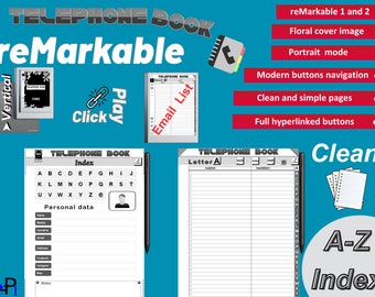 Telephone Book |Designed for reMarkable| Hyperlinked digital note |Template vertical mode| Phone Tracker | Phone Organizer |Digital Planner