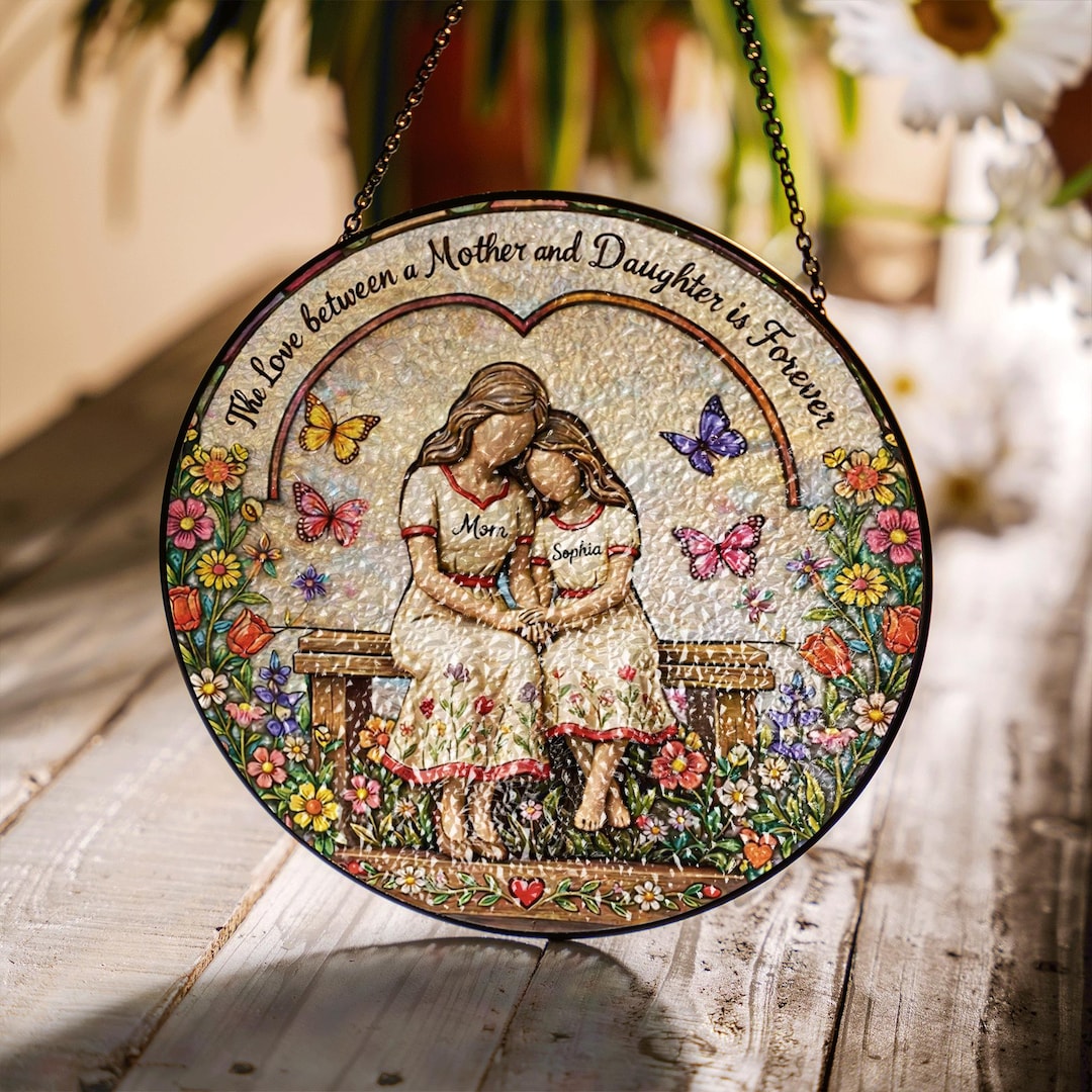 Personalized Mother Daughter Glass Suncatcher, Custom Mom Gift From ...