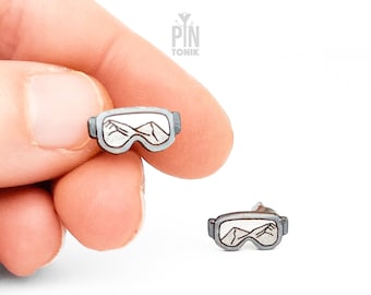 Ski Goggle Stud Earrings - Wooden Apres Ski Jewelry