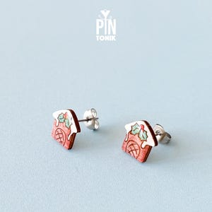 Brincos de casa de gengibre – Brincos de biscoito de Natal – Joias divertidas de gengibre – Presente secreto do Papai Noel ou recheio de meia