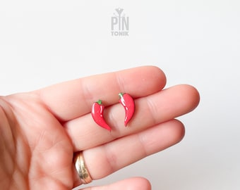 Hot Chili Pepper Earrings - Funny Red Chili Stud Earrings - Weird 30th Birthday Gift