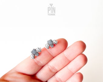 Bat Stud Earrings  - Wood & Stainless Steel Jewelry