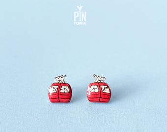 Ski Gondel Ohrstecker - Alpiner Lift Schmuck - Geschenk für Bergliebhaber