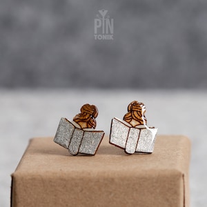 Brincos Funky para Amantes de Livros - Presentes em Miniatura para Leitores ou Professores