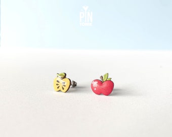 Apple Stud Earrings - Funny Apple Teacher Gift - Back to School Mismatched Earrings