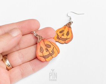 Jack O Lantern Dangle Earrings - Spooky Halloween Jewelry - Cool Halloween Gifts for Teenage girl or Best Friend