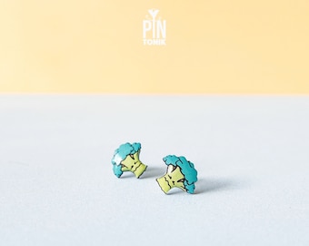 Quirky Broccoli Stud Earrings - Miniature Food Jewelry