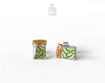 Pickle Earrings - Weird Pickle Accessories - Food Stud Earrings - Vegetable Gifts