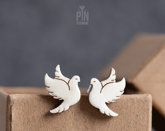 White Dove Stud Earrings - First Communion, Christening Gifts for Goddaughter, Godmother or Adult Baptism