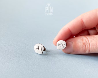 Hello Comic Book Earrings - Quirky Jewelry - Speech Bubble Fun Stud Earrings