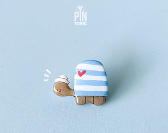 Sailor Turtle Pin - Nautical Animal Brooch