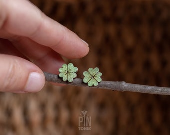 Four Leaf Clover Cottagecore Stud Earrings - Cute Funky Earrings - Good Luck Gifts for Sister in Law or 16th Birthday