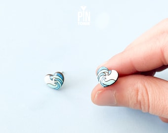 Ocean Wave Summer Earrings - Surf Jewelry - Coastal Beach Stud Earrings - Surfer or Girlfriend Gift