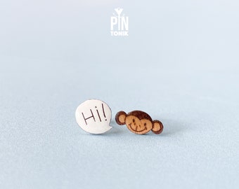 Quirky Monkey Earrings - Funky Stud Earrings - Weird Gifts for 30th Birthday or Christmas Stocking Stuffer