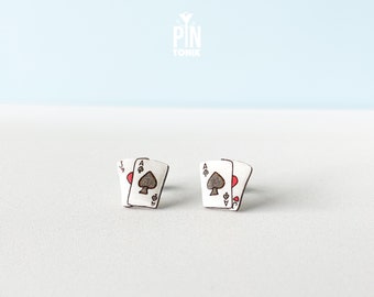 Poker Cards Earrings - Las Vegas Gambling Gifts for Poker Player, Bridge Player or Funny 50th Birthday Gift