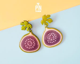 Fig Fruit Earrings - Summer Fruits Chunky Jewelry