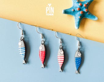 Sardine earrings - Fun Fisherman Summer Jewery with Sterling Silver