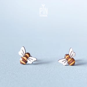 Bumble Bee Stud Earrings - Honey Bee Earrings - Whimsical Bug Gift for Christmas, Bestfriend or Soul Sister