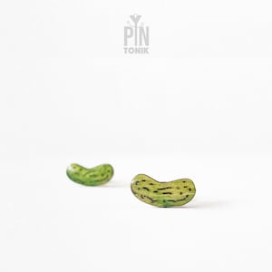 Joyería de pepinillos: pendientes de pepinillos con forma de botón: pendientes divertidos con comida