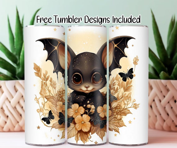 Halloween Cute Bat tumbler wrap sublimation, 20 oz Skinny Tumbler Sublimation Design, Straight and Tapered Wrap, Digital Download PNG-T28