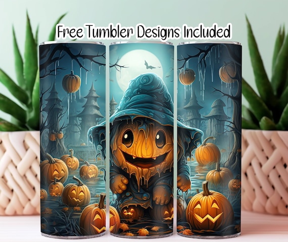 Spooky Halloween Pumpkins tumbler wrap sublimation, 20 oz Skinny Tumbler Sublimation, Straight and Tapered Wrap, Digital Download PNG-T32
