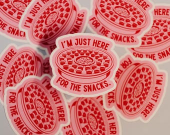 I’m Just Here for the Snacks Sticker – Funny Church Humor Sticker, Communion Grape Juice & Crackers